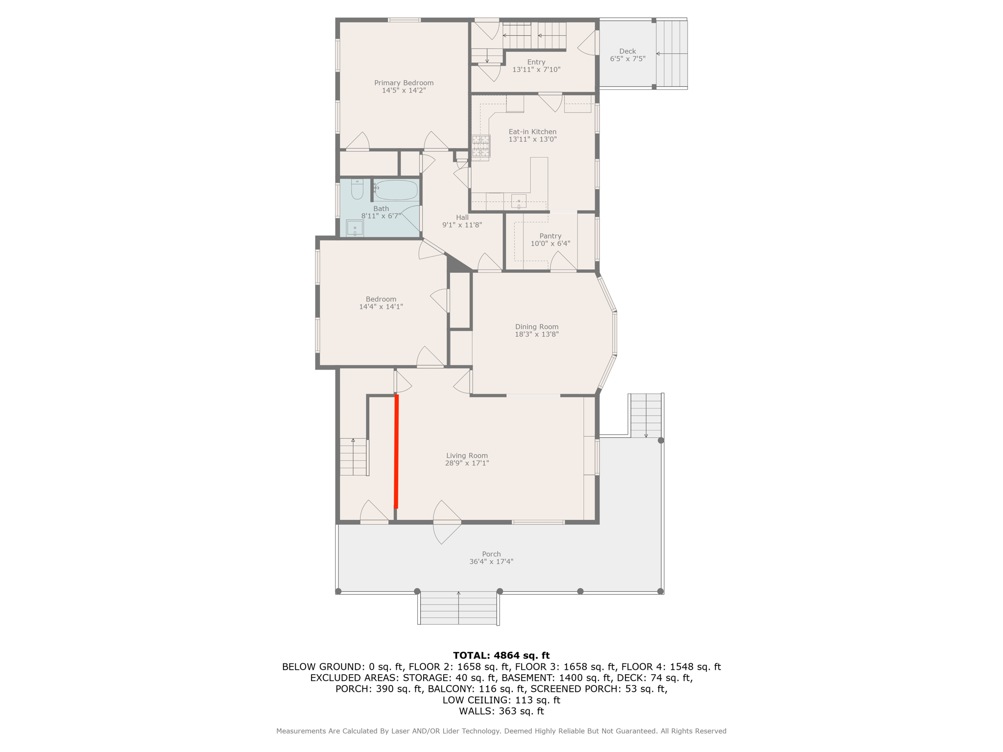 1st Floor Showing Wall Option to Separate 1st and 2nd Floor Units