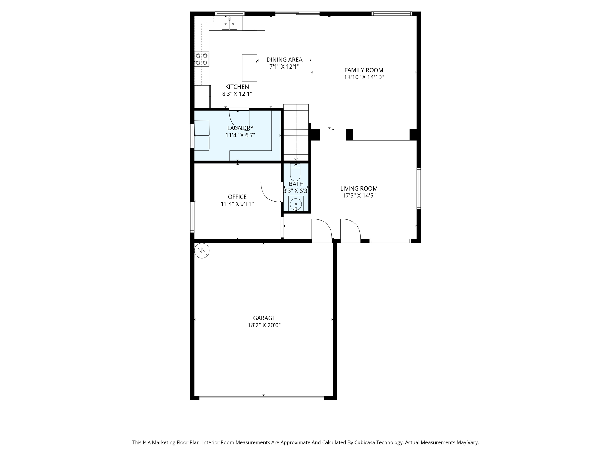 1st Floor with Room Dimensions