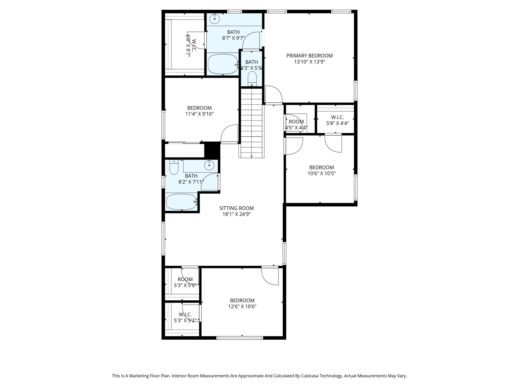 2nd Floor with Room Dimensions