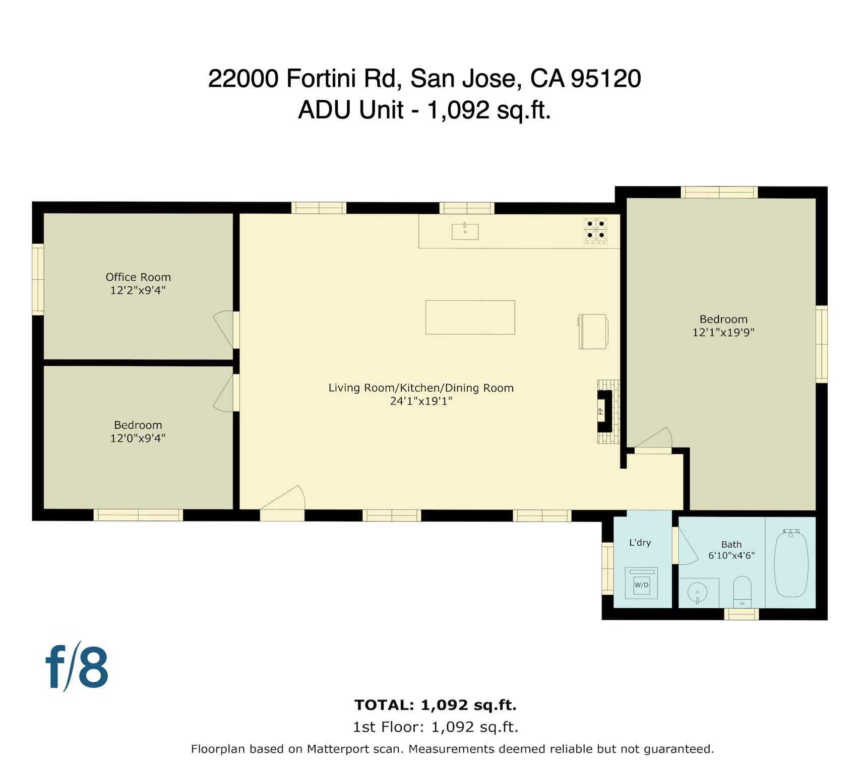 22000 Fortini  Rd- ADU Floor Plan 1,090 sq.ft