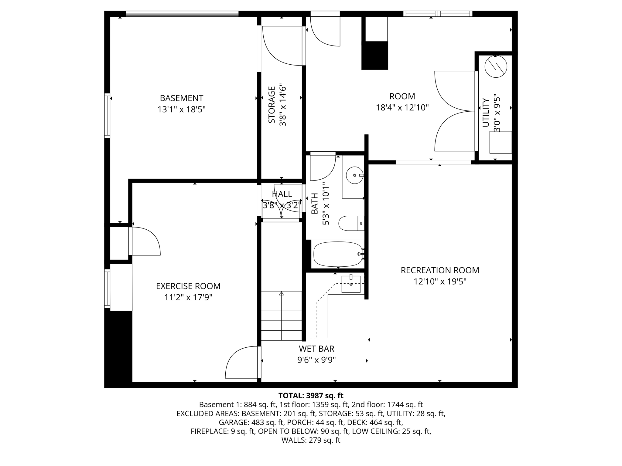 Basement - with dimensions