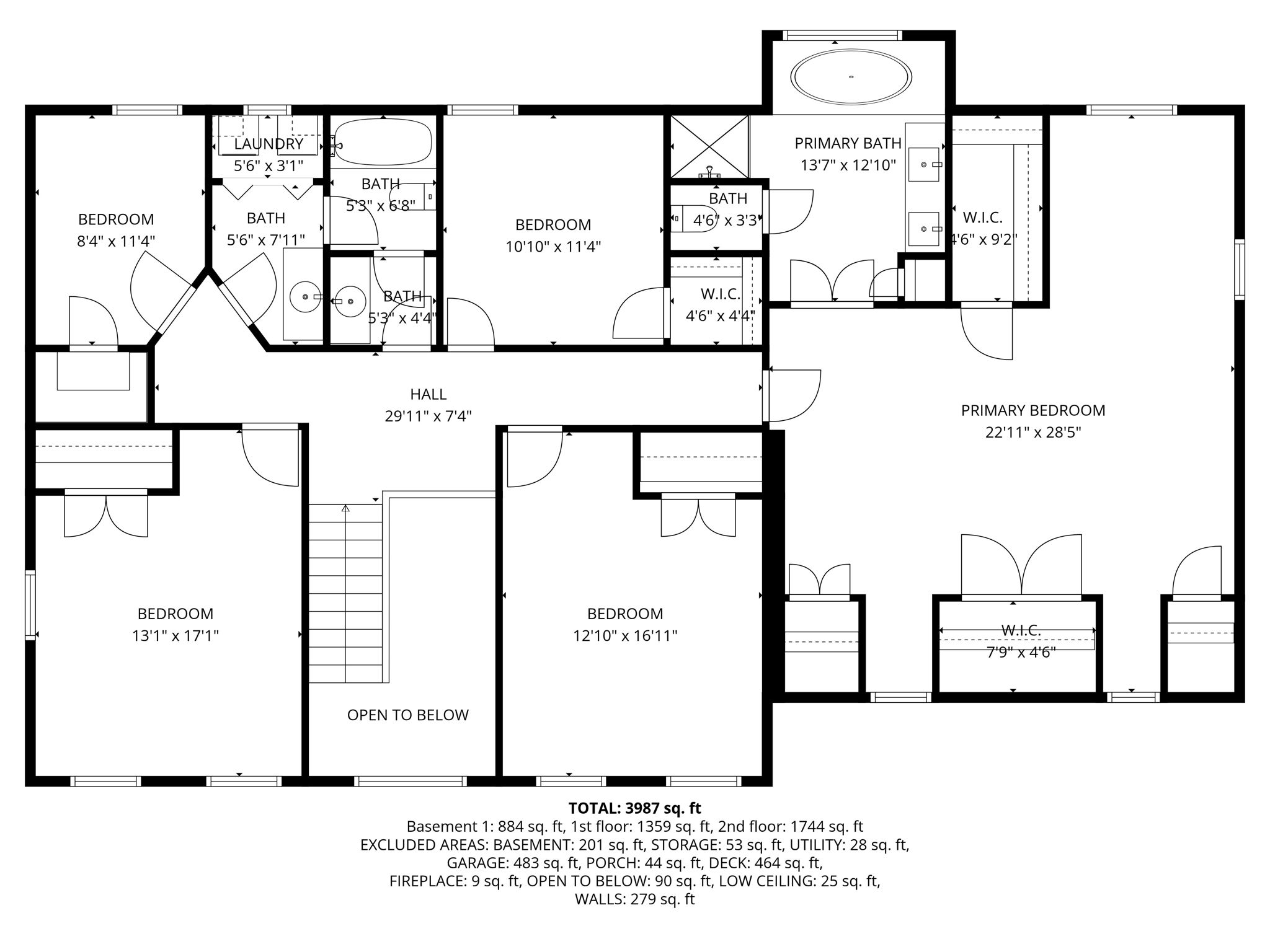Upper Level - with dimensions