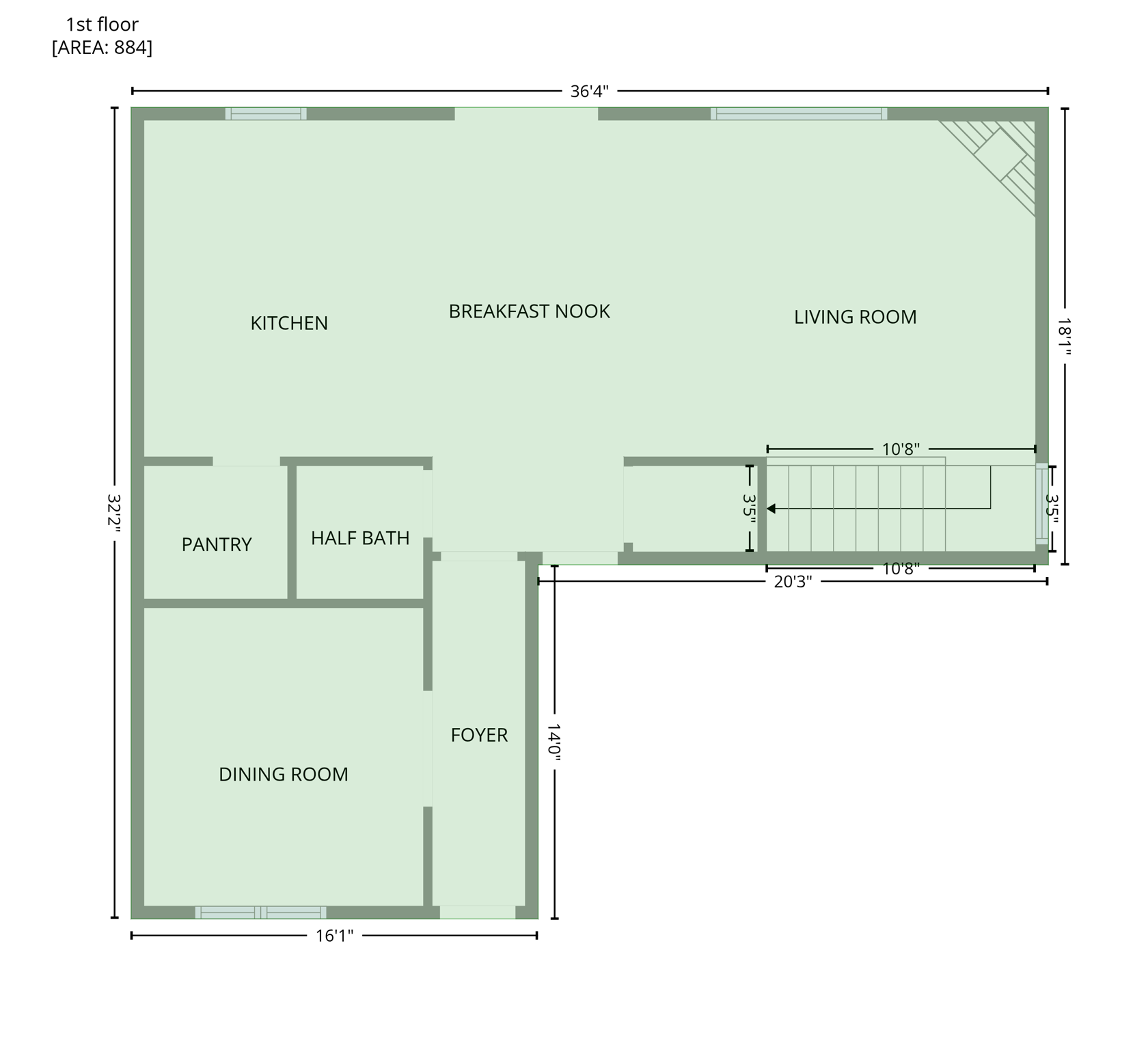 Primary Level Heated Square Footage