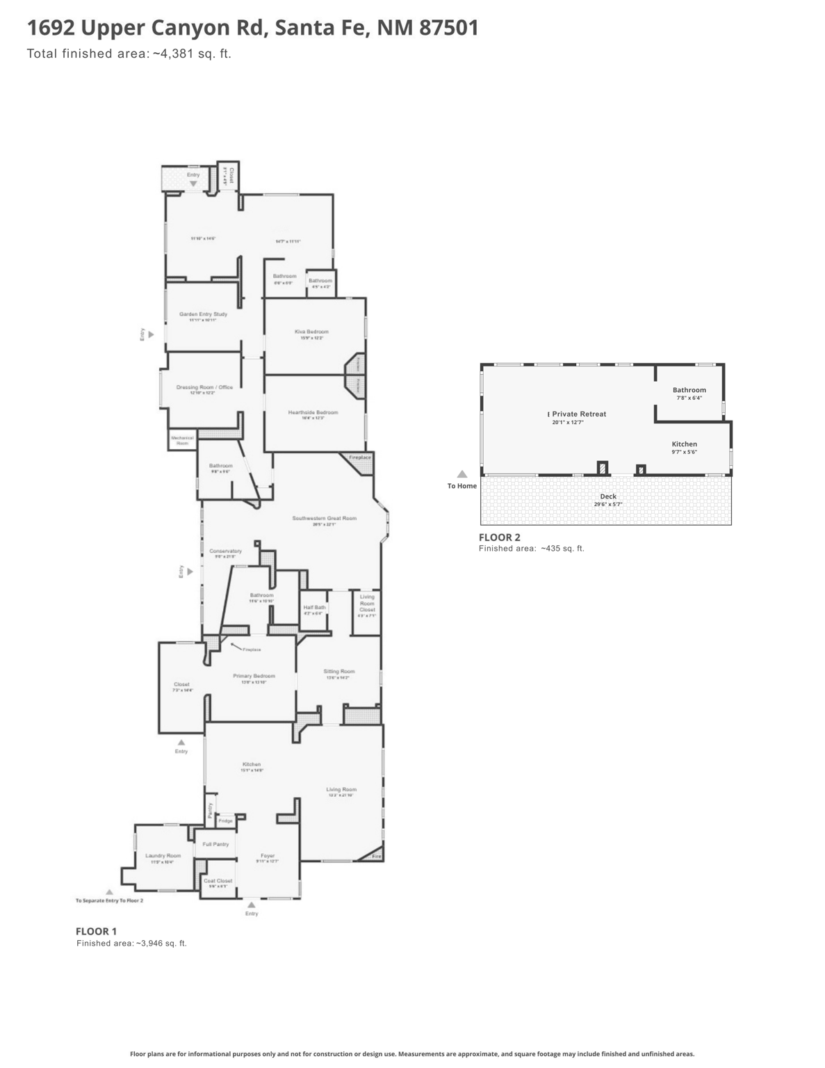 Main Level and Private Retreat