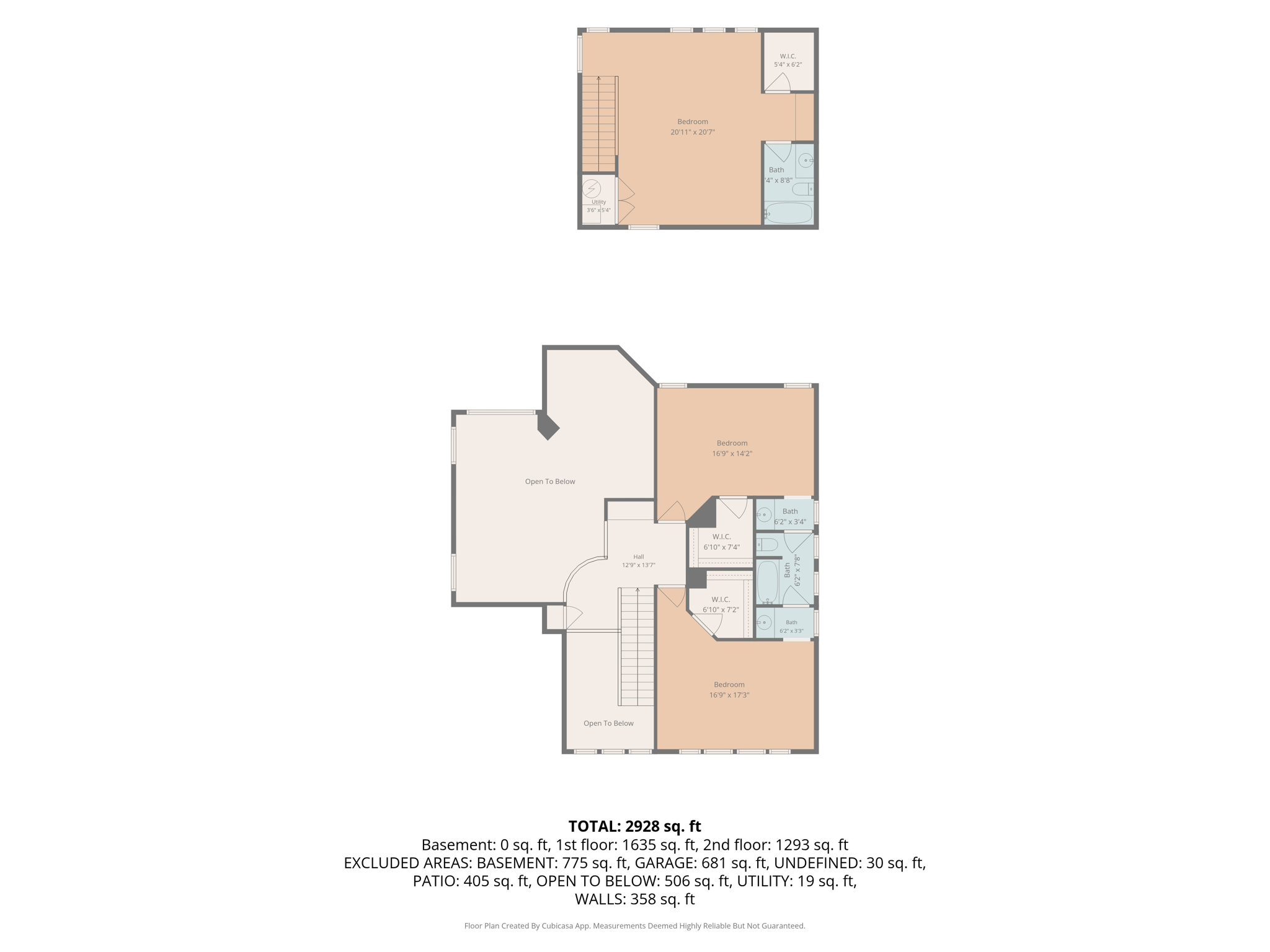 upper floor w dimensions