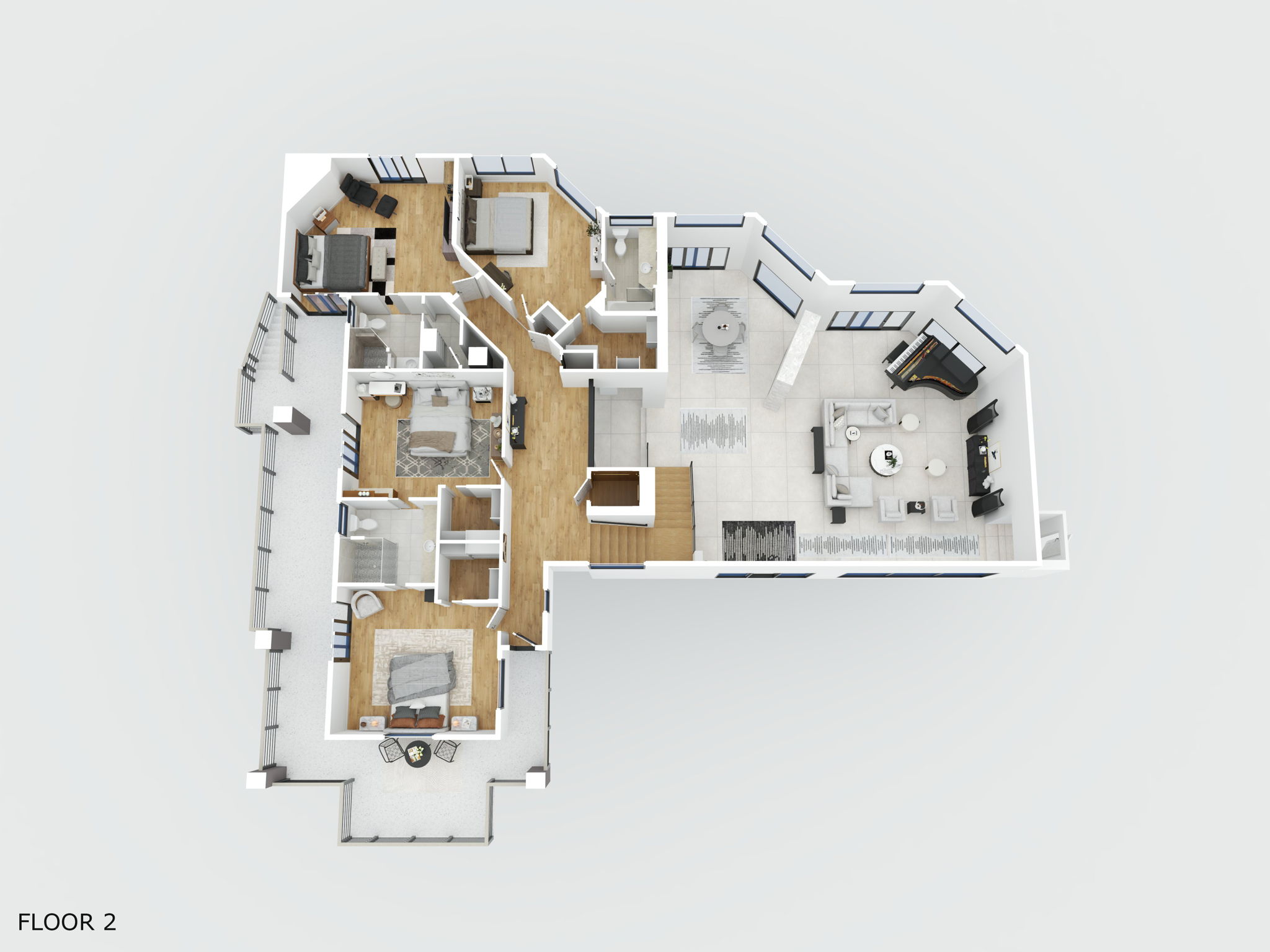 3D Floor Plan 2nd Floor