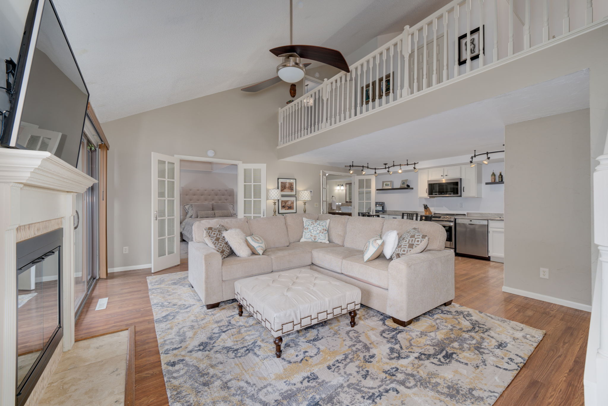 View from the front door. You are greeted by a welcoming view of the living room.