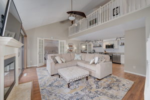 View from the front door. You are greeted by a welcoming view of the living room.