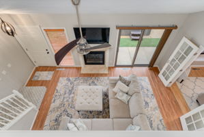 View of the main floor from the upper level.