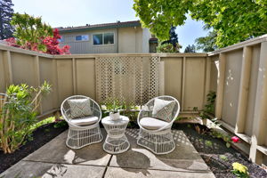 Peaceful front patio for morning coffee