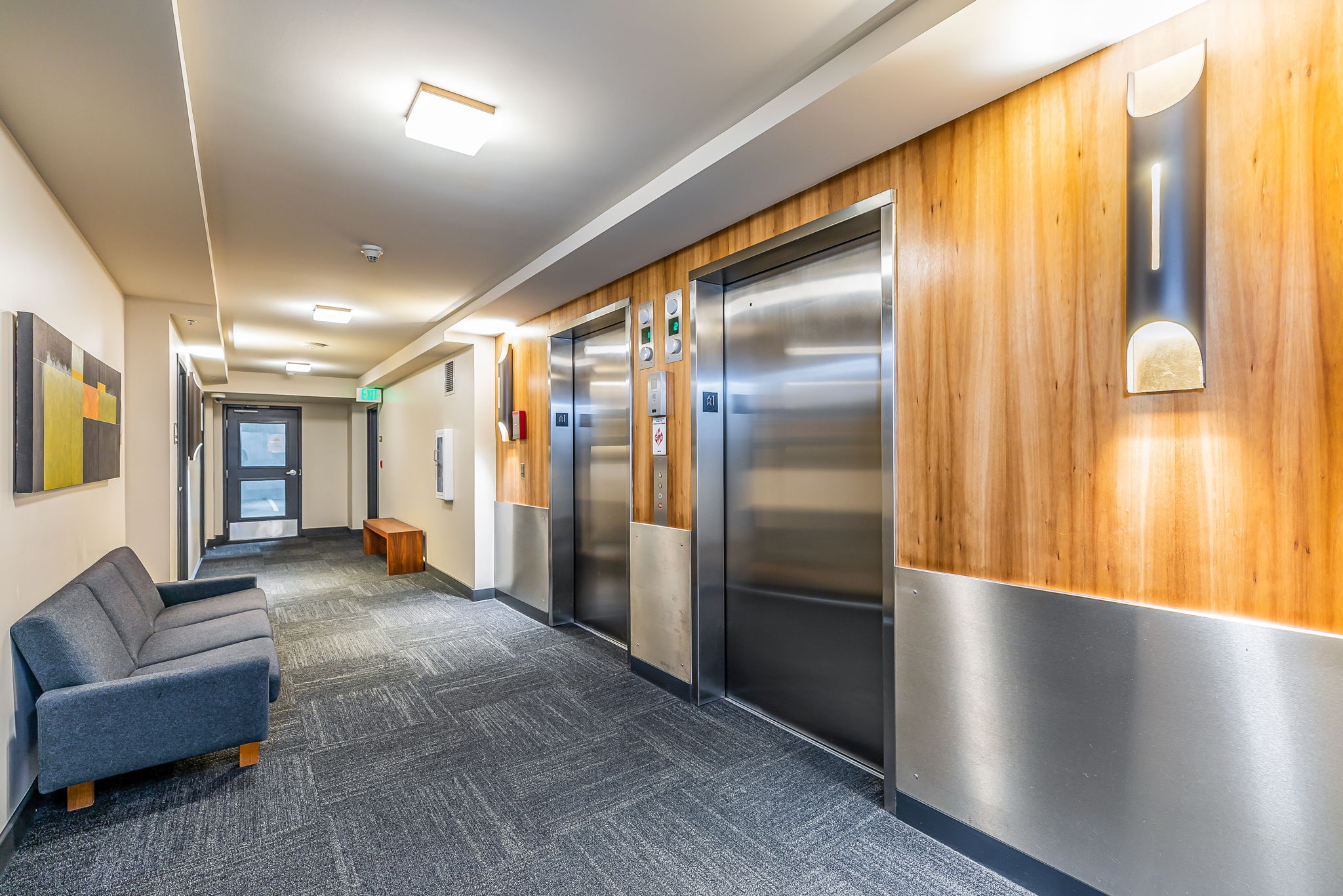 Elevators await to whisk residents to their home.