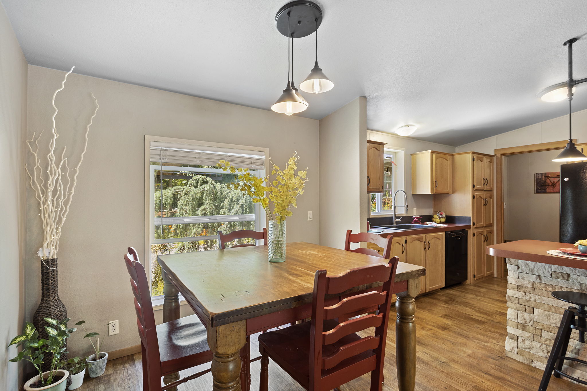 Large dining room area off of kitchen and living room make for easy entertaining