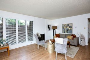 Light living room with fireplace