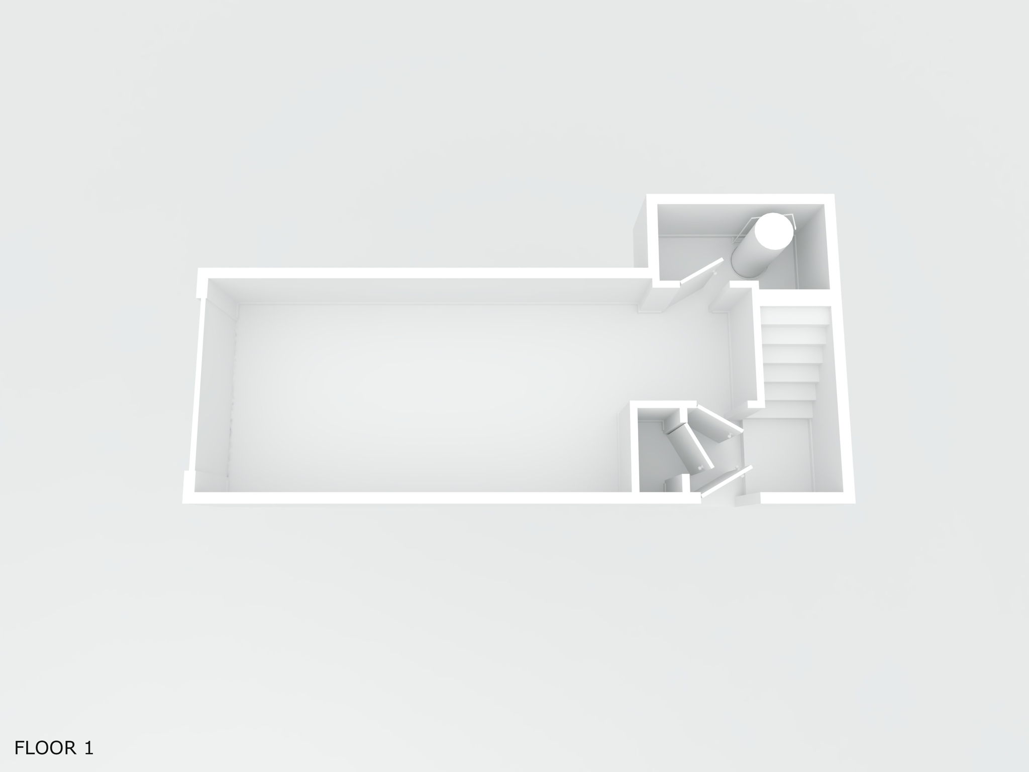 Grayscale 3D Floor Plan Entry/Garage