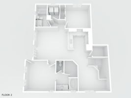 Grayscale 3D Floor Plan 2nd Floor