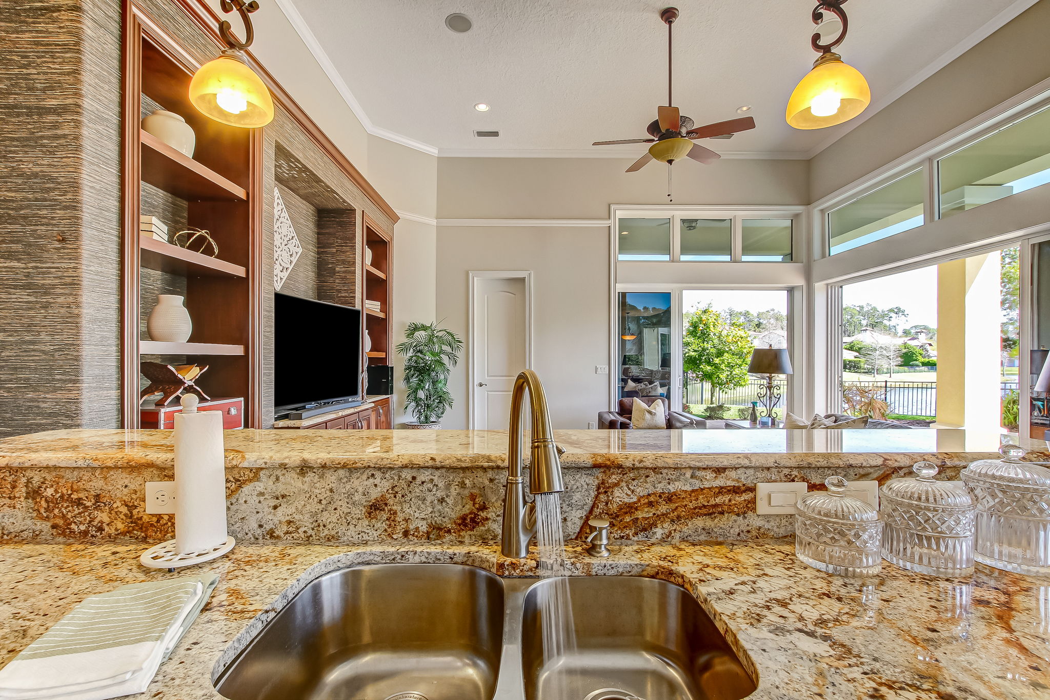 Kitchen opens to Family Room