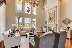 Two Story Cast Stone Fireplace