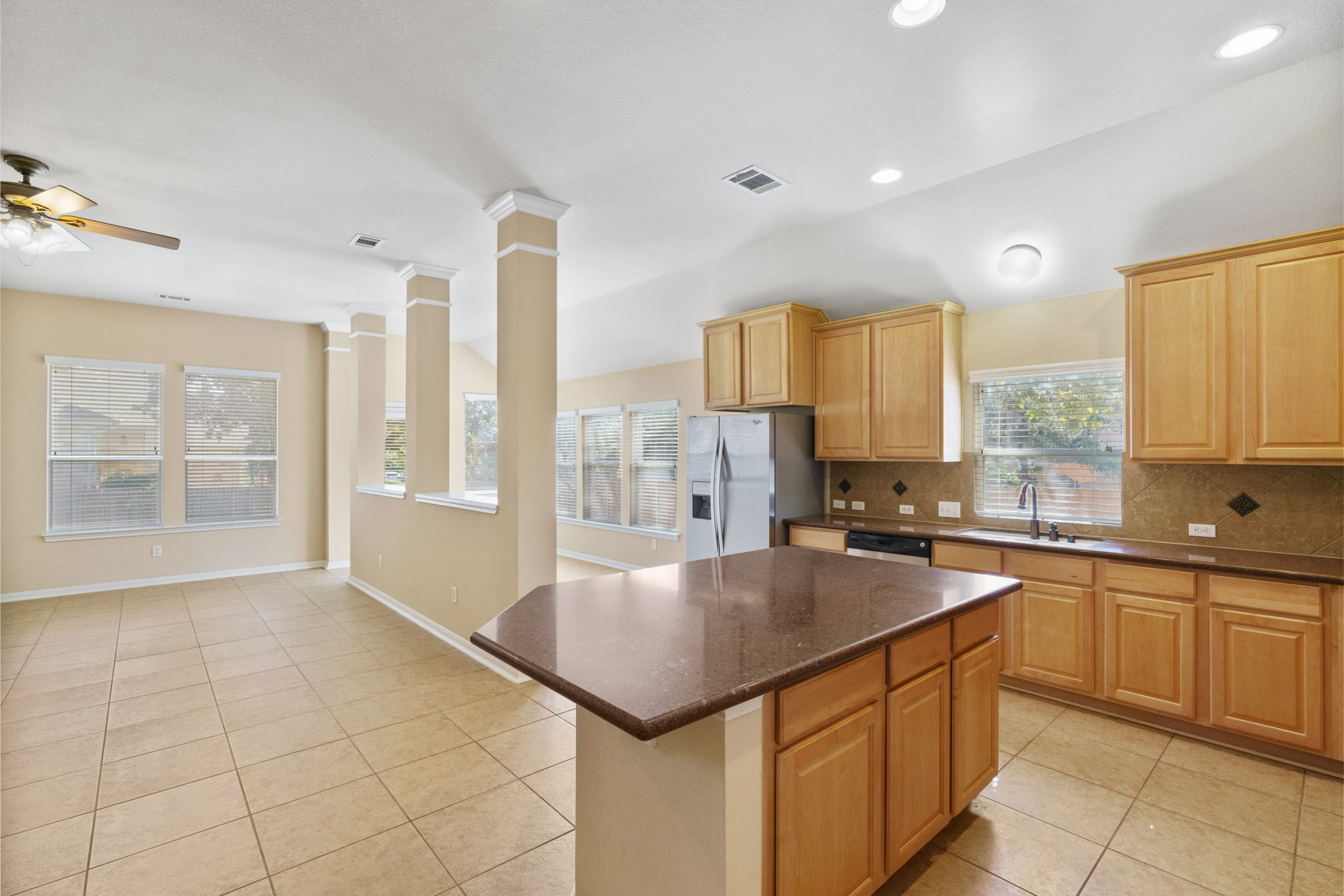 Kitchen opens up to Family Room/Casual Dining Room
