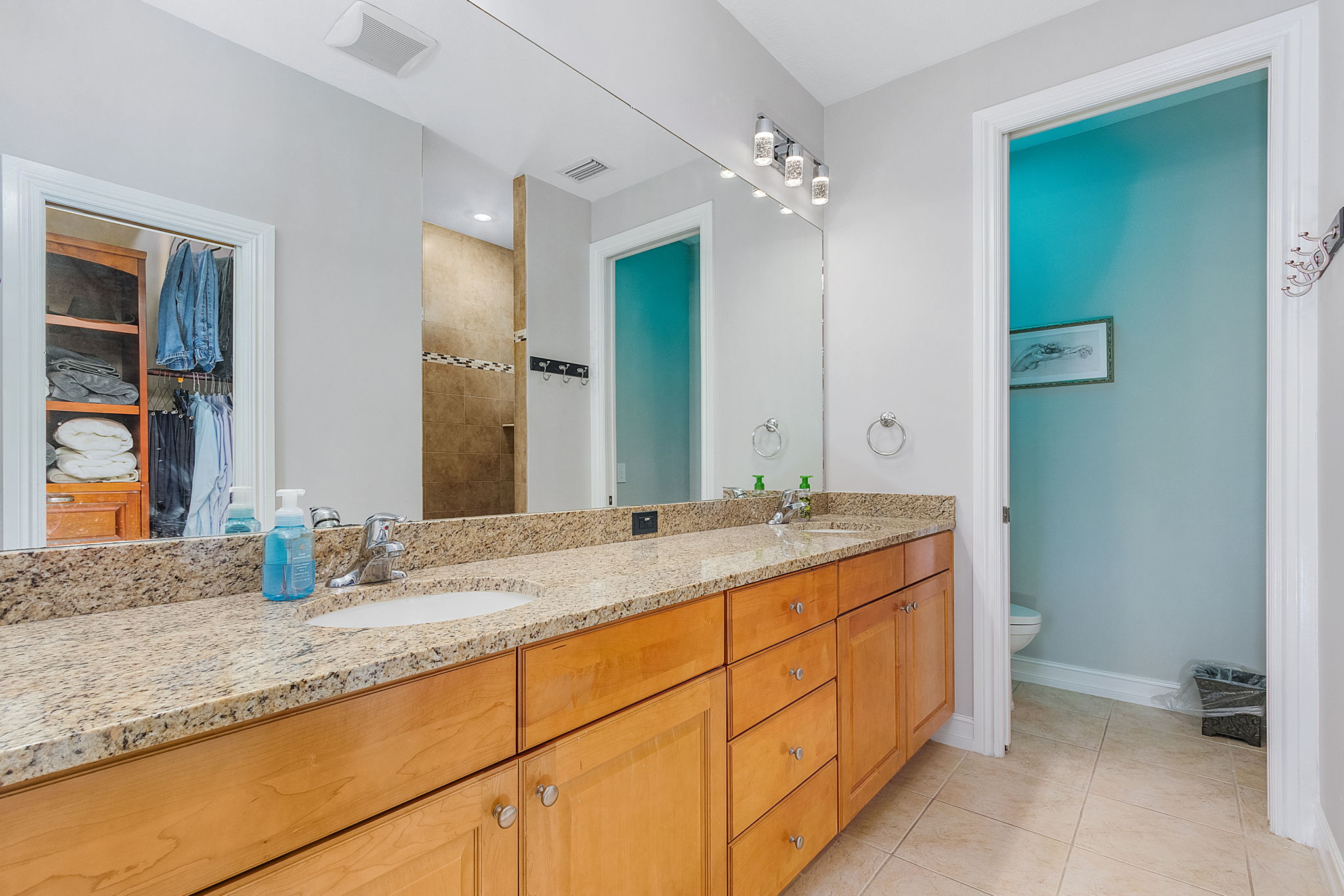 No shot of the custom shower or closet